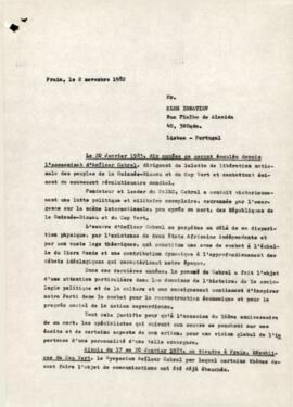 Lettre envoyée au Oleg Ignatiev, par Olivio Pires, membre  de la Comission Politique du PAICV