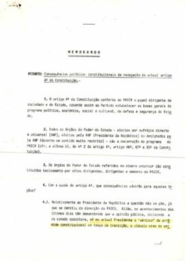 Consequências político-constitucionais de revogação do actual artigo 4º da Constituição: Memorando