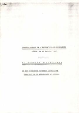 Allocution d'ouverture de son Excellence Monsieur Abdou Diouf, Président de la République du Sénégal