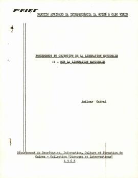 Discours  prononcé par Amílcar Cabral  sur les fondements et objetifs de la libération national