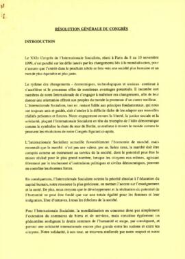 XXI Congès de l'Internationale Socialiste: Déclaration de Paris