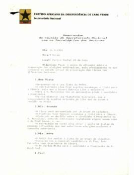 Memorando da reunião do Secretariado Nacional com os Secretários dos Setores