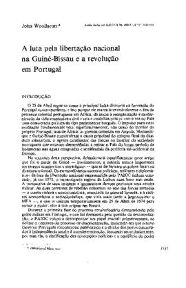 A luta pela libertação nacional na Guiné-Bissau e a revolução em Portugal