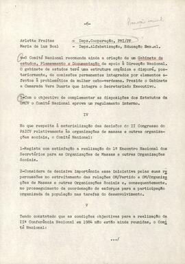 Conclusões da IV Reunião Ordinária do Comité Nacional da OMCV