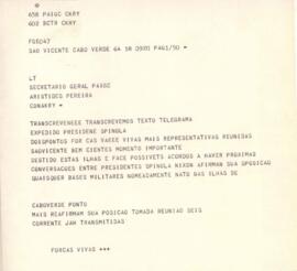 Transcrição do texto do telegrama do Presidente Spínola