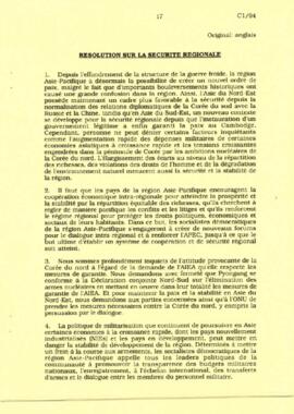 Résolution sur la sécurité regionale