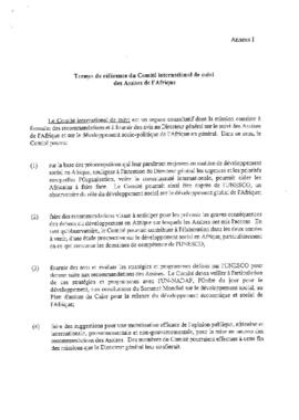 Rapport de la première et de la deuxième réunion du Comité International de Suivi des Assises de l'Afrique