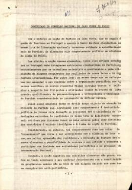 Comunicado do Conselho Nacional do PAIGC de Cabo Verde