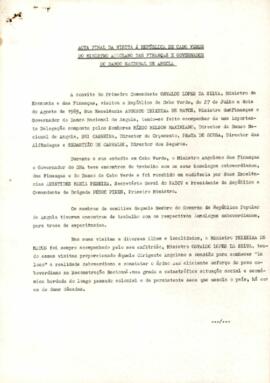 Ata final da visita à República de Cabo Verde do Ministro Angolano das Finanças e Governador do Banco Nacional de Angola
