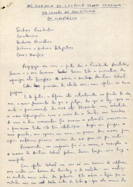 Mensagem de Leopold Sédar Senghor,  na cerimónia de abertura do Simpósio Amílcar Cabral