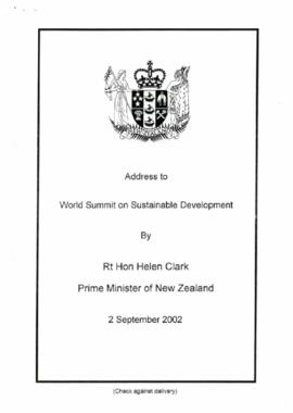 Address to World Summit on Sustainable Development, by Rt Hon Helen Clark, Prime Minister of New Zealand