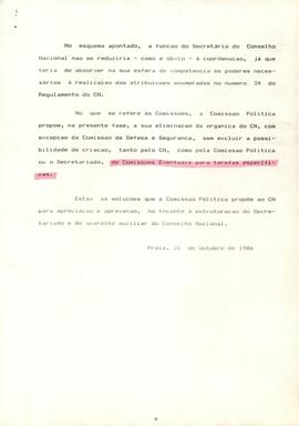 Proposta de Reestruturação do Secretariado do CN e do Aparelho auxiliar, da Comissão Política ao CN
