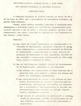 Relatório do Departamento de Organização à IVª Reunião Ordinária da Comissão Nacional da JAAC-CV