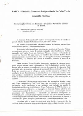Comunicação interna  aos Sectores e Grupos do Partido no  exterior, nº 02/2000