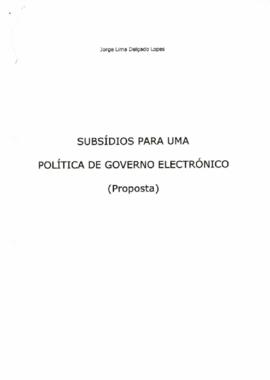 Subsídios para uma política de Governo eletrónico, por Jorge Lima Delgado Lopes