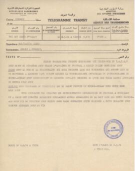 Message concernant la cérémonie de la reconnaissance officielle de l'indépendance de la Guinée-Bissau, le 10 septembre à Lisbonne.