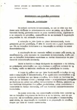 Plano de atividades do Departamento das Relações Exteriores, do Conselho Nacional do PAICV