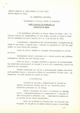 Moção especial de exortação ao município da Praia