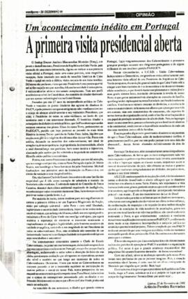 Um acontecimento inédito em Portugal: A primeira visita presidencial aberta, por de Arlindo Pereira Barradas. In "Voz di Povo"