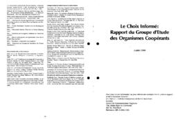 Le choix Informé: Rapport du Groupe d'Étude des Organismes Coopérants