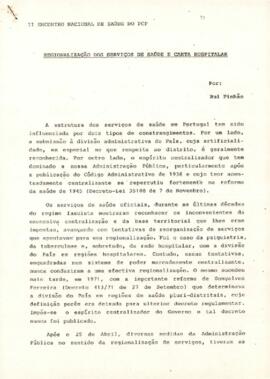 Intervenção de Rui Pinhão, no II Encontro Nacional de Saúde do PCP, sobre regionalização dos serviços de saúde e carta hospitalar.