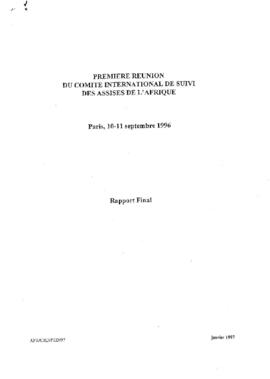 Rapport de la première et de la deuxième réunion du Comité International de Suivi des Assises de l'Afrique