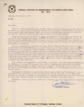 Carta nº 423, de Aristides Pereira ao camarada Pedro Pires