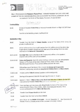 Fórum: Draft Programme for President Pedro Pires
