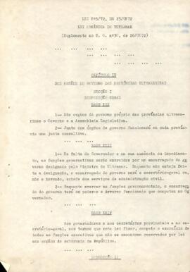 Lei  nº 5/72, de 23 de junho - Estabelece a Orgânica do Ultramar. Suplemento ao B.O. nº 30 , de 26 de julho de 1972