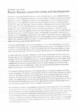 Roma: Racism, economic crisis and development