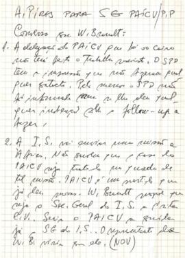Manuscrito sobre a deslocação da delegação do PAICV ao Cairo