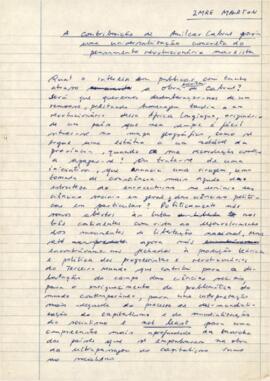 Simpósio Amílcar Cabral:  A contribuição de Amílcar Cabral para uma universalização concreta do pensamento revolucionário marxista, por Imre Marton