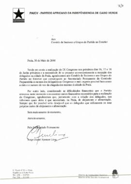Carta aos Comités de Setores e Grupos do Partido no Exterior do Secretariado Permanente do PAICV