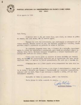Carta de Aristides Pereira ao camarada Pedro Pires