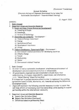 Concrete actions of Japanese Government to be taken for Sustainable Development  towards global sharing