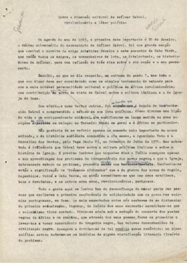 Simpósio Amílcar Cabral:  Sobre a dimensão cultural de Amílcar Cabral, revolucionário e Líder Político, por Marcella Glisent