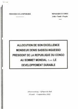 Cimeira Joanesburgo: Allocution de Son Excellence Monsieur Denis Sassou-Nguesso, President de la Republique du Congo