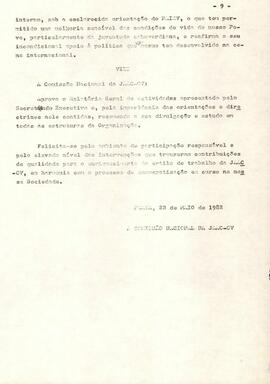 Relatório do Departamento de Organização à IVª Reunião Ordinária da Comissão Nacional da JAAC-CV