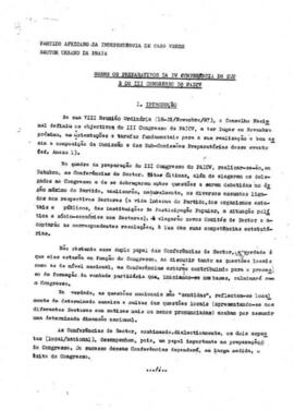 Sobre os preparativos da IV Conferência do SUP e do III Congresso do PAICV