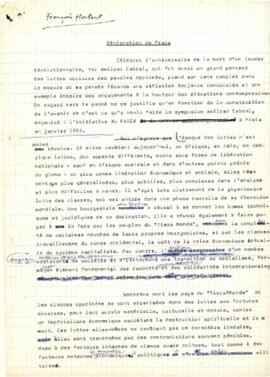 Simpósio Amílcar Cabral:  Déclaration de Praia, par François Houtart