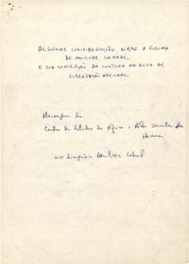 Simpósio Amílcar Cabral: Algumas considerações sobre a figura de Amílcar Cabral e sua concepção da cultura na luta de libertação nacional
