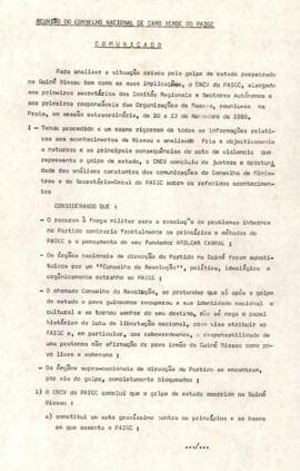 Reunião do Conselho Nacional de Cabo Verde: comunicado