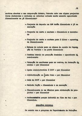 Relatório da OMCV e programa de ação para 1982