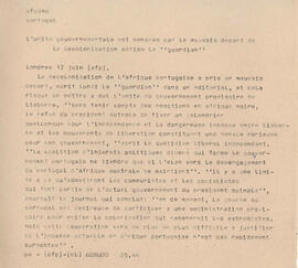 Telex sobre descolonização da África portuguesa