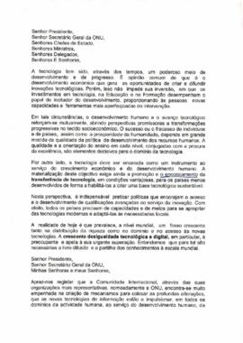 Mensagem do representante de Cabo Verde na Cimeira Mundial sobre a Sociedade da Informação (WSIS)