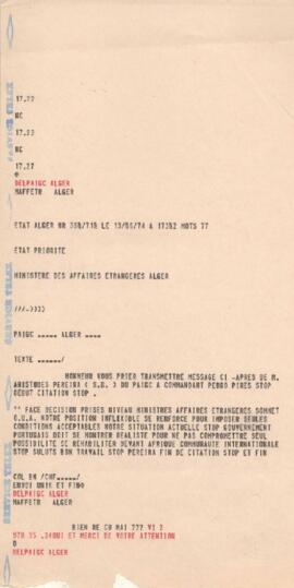 Telex concernant sommet OUA