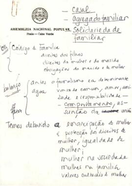 Notas manuscritas sobre família