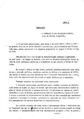 Relatório síntese do brain-storming sobre “Partido, Pluralismo e Democracia”, do Sector Urbano da Praia