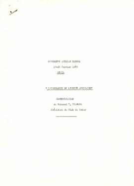 Simpósio Amílcar Cabral: L’ideologie de l’unité Africaine, communication présentée par Mohamed T. Diawara, président du Club de Dakar