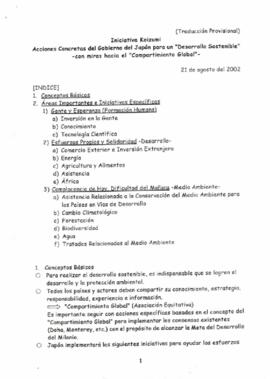 Acciones Concretas del Gobierno del Japón para un Desarrollo Sostenible con miras hacia el compartimiento global